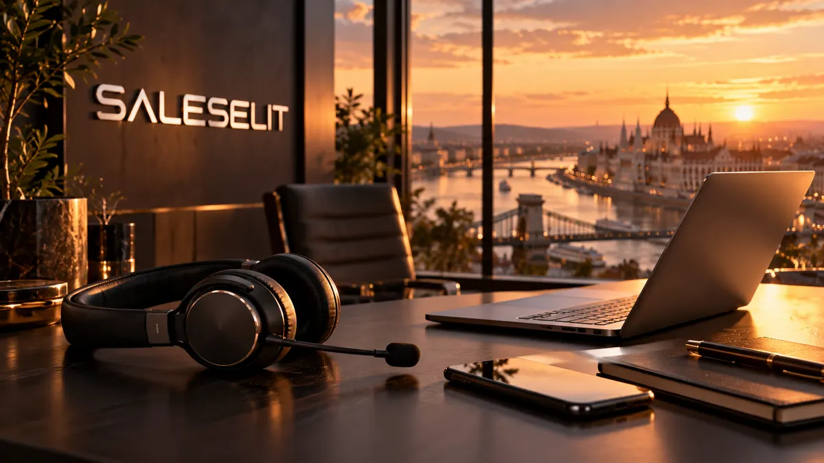 Telefonos értékesítés: headset és laptop a SALESELIT budapesti irodájában